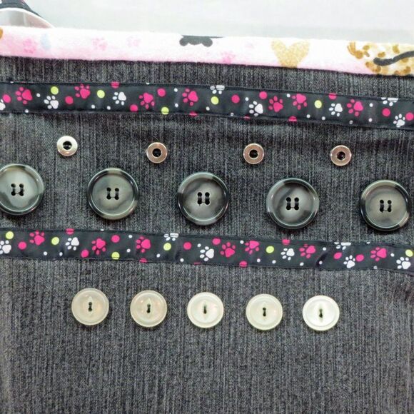 Cat Lover Black Denim Shoulder Bag Zip close UNIQUE - Picture 5 of 9